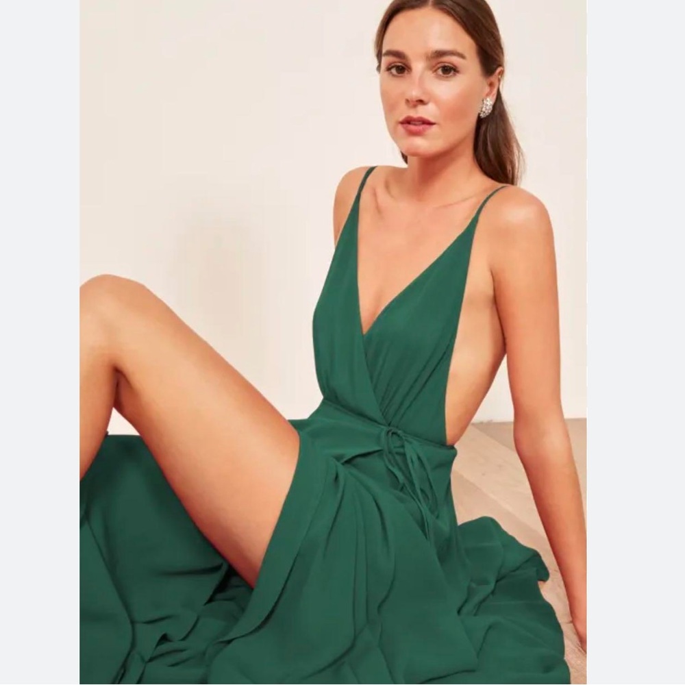 REFORMATION Callalily Dress in emerald green size 2 - hemmed for petites